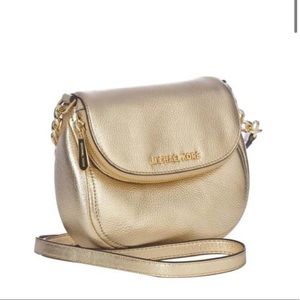 Michael Kors Gold Leather Bedford Crossbody Bag